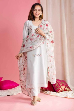 Image for Kusvaa Ws911 Hanita Chanderi Kurta With Organza Dupatta Featured