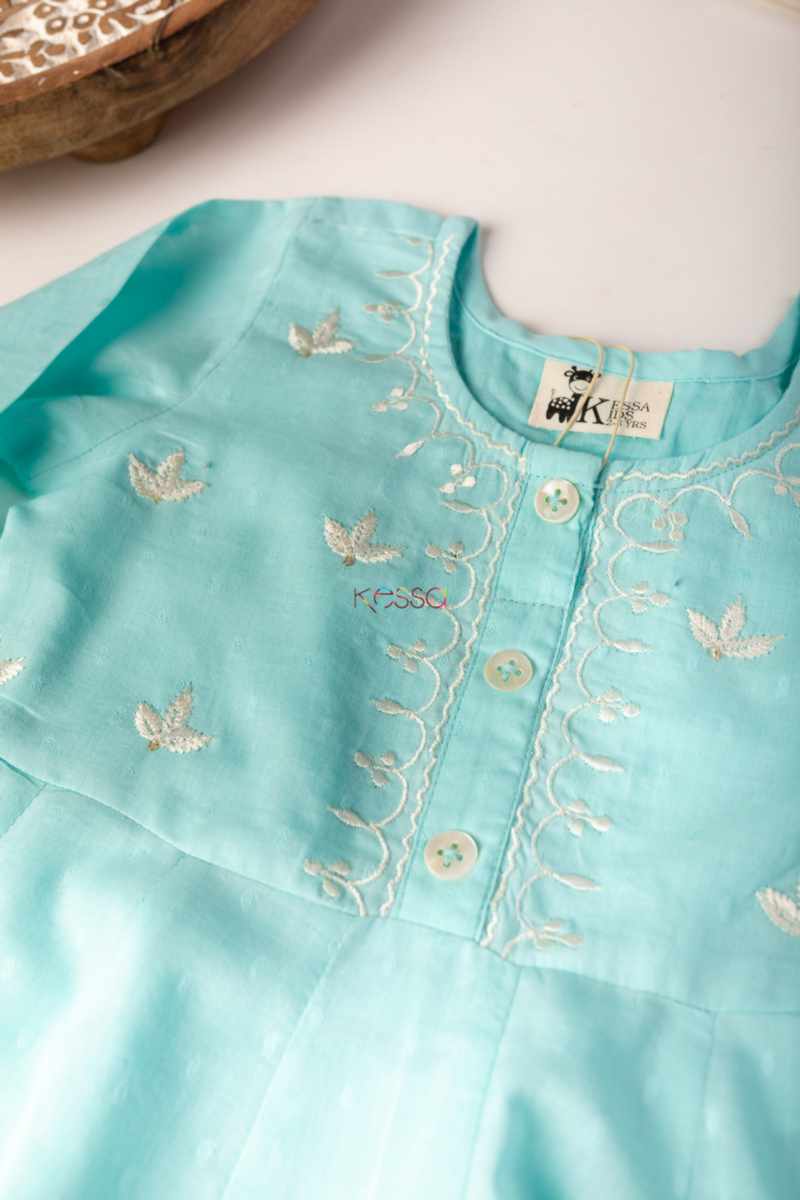 Image for Kusvaa Wsk48 Visala Cotton Dobby Kalidaar Kids Kurta Closeup