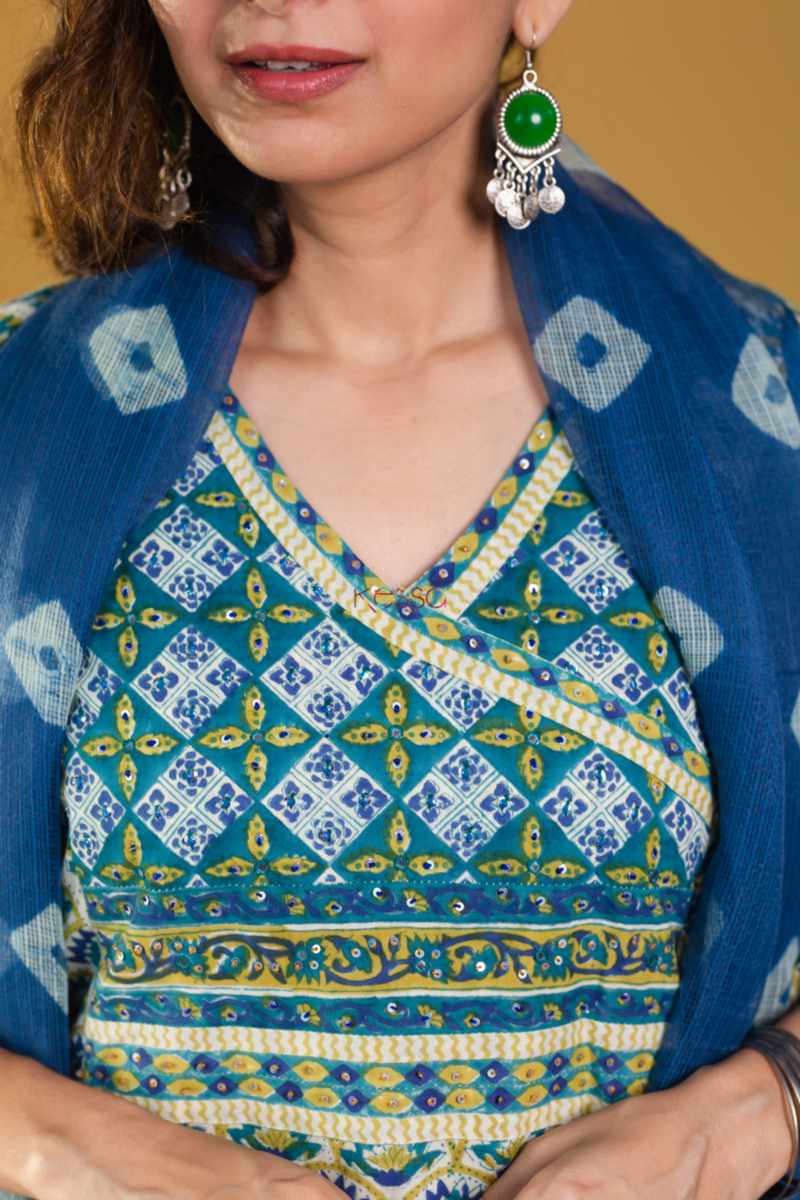 Image for Kusvaa Wsr330 Ooma Complete Salwar Suit Set With Kota Dupatta Closeup New