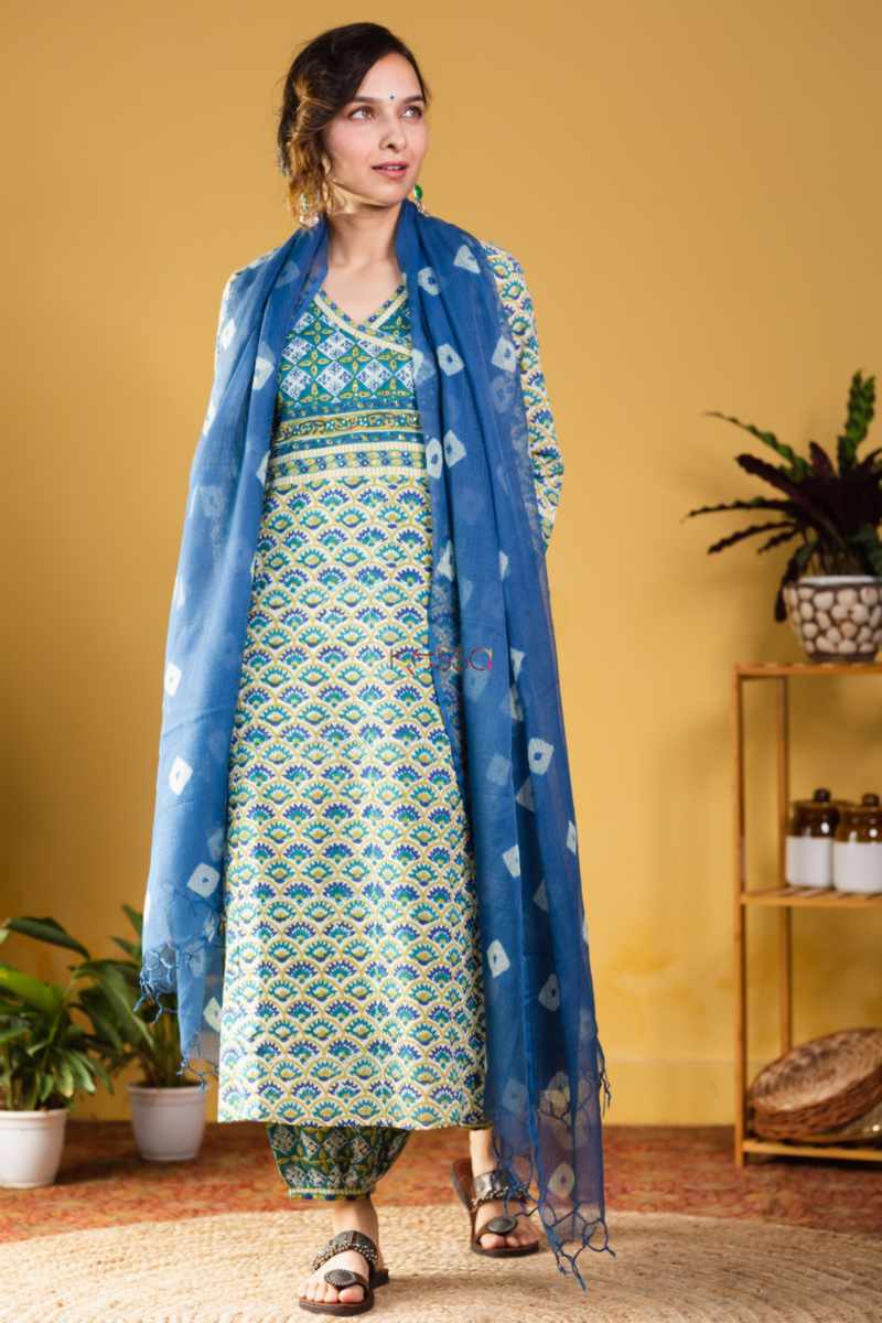 Image for Kusvaa Wsr330 Ooma Complete Salwar Suit Set With Kota Dupatta Featured New