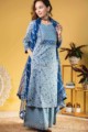 Image for Kusvaa Wsr331 Svara Indigo Complete Palazo Set With Lehriya Dupatta Front
