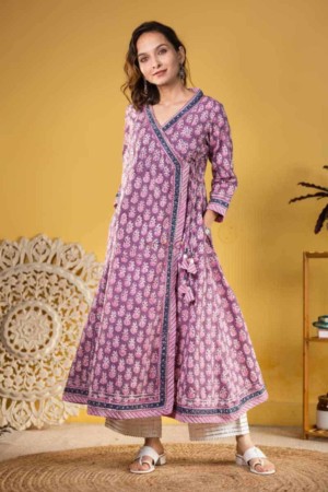 Image for Kusvaa Wsr335 Kusum Angrakha Block Printed Kurta Featured