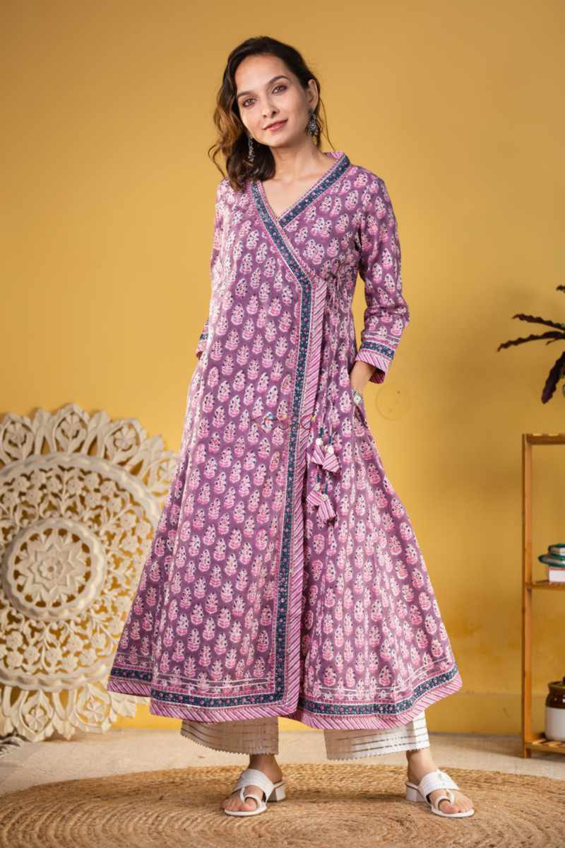 Image for Kusvaa Wsr335 Kusum Angrakha Block Printed Kurta Featured