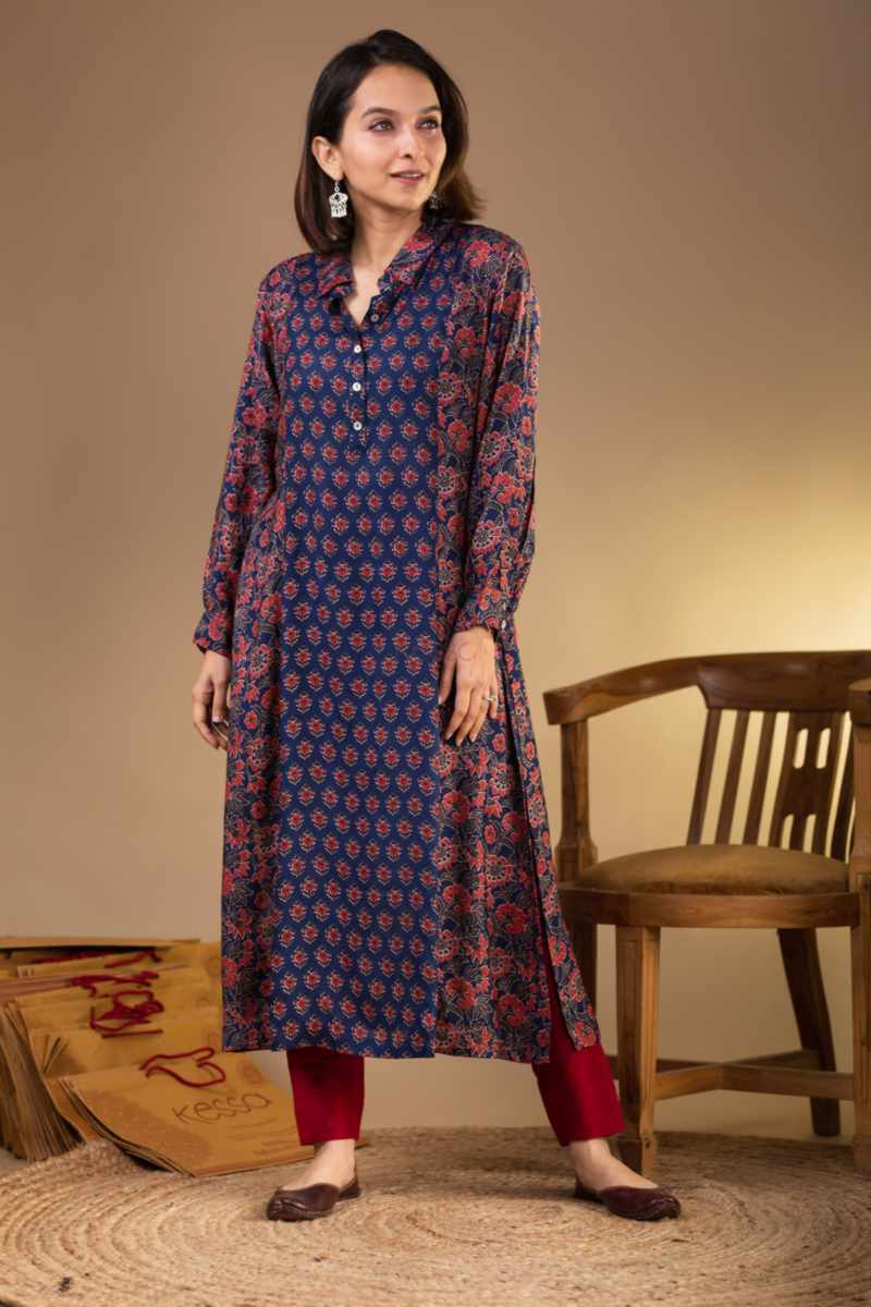 Image for Avdaf190 Abhisha Muslin A Line Kurta Front New