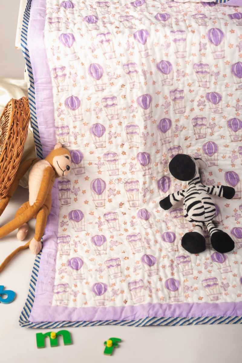 Image for Kaq224 Lavanya Blockprint Mulmul Baby Quilt Featured