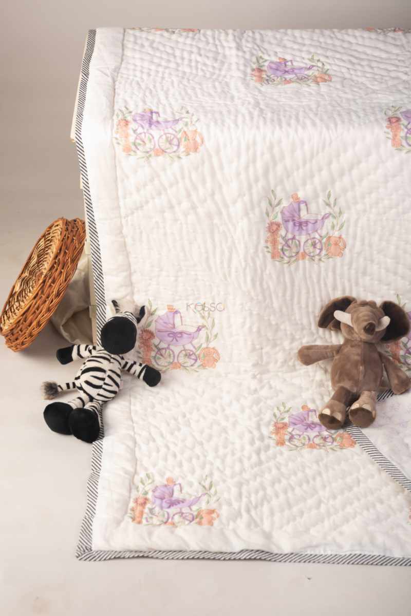 Image for Kaq229 Pushti Blockprint Mulmul Baby Quilt Featured