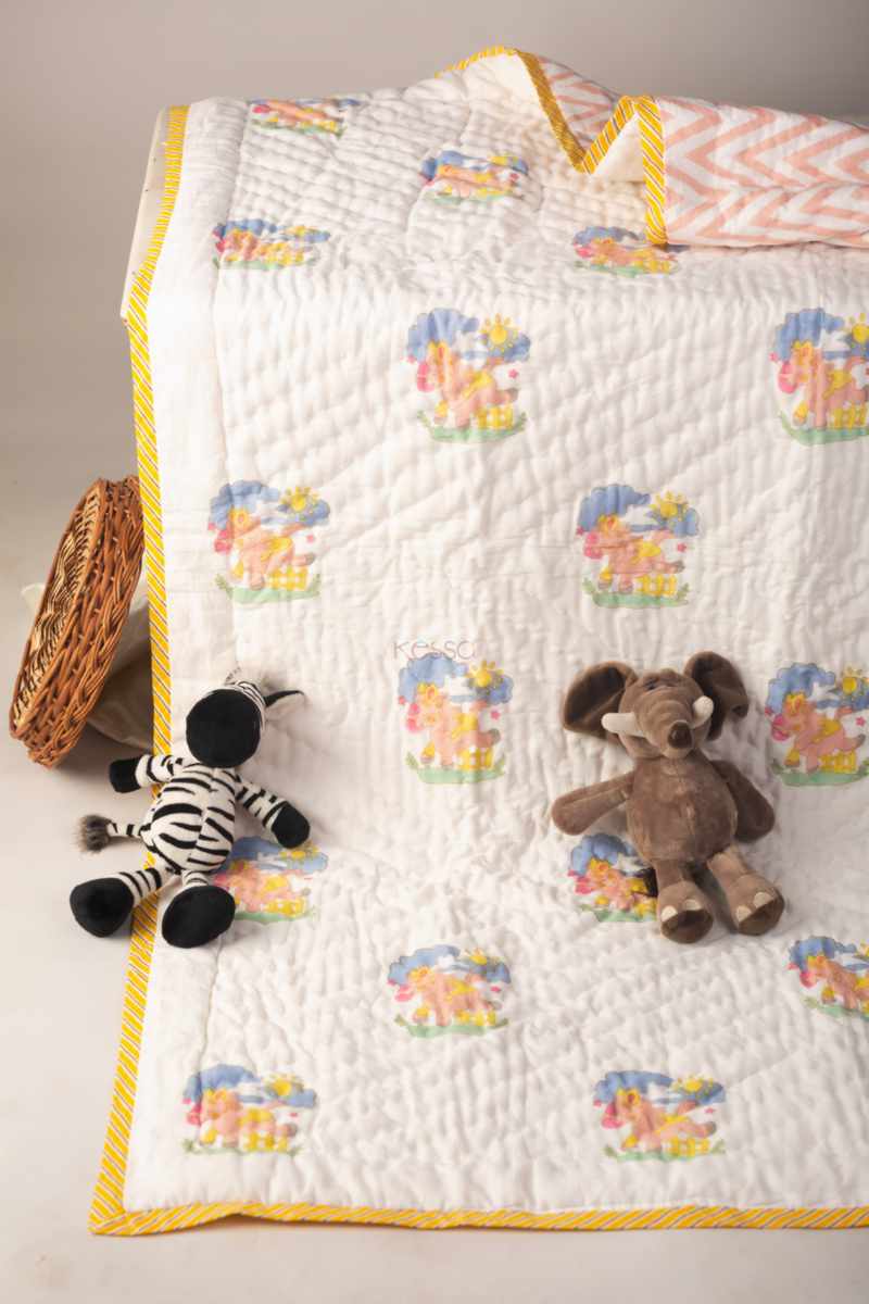 Image for Kaq231 Kanishka Blockprint Mulmul Baby Quilt Closeup