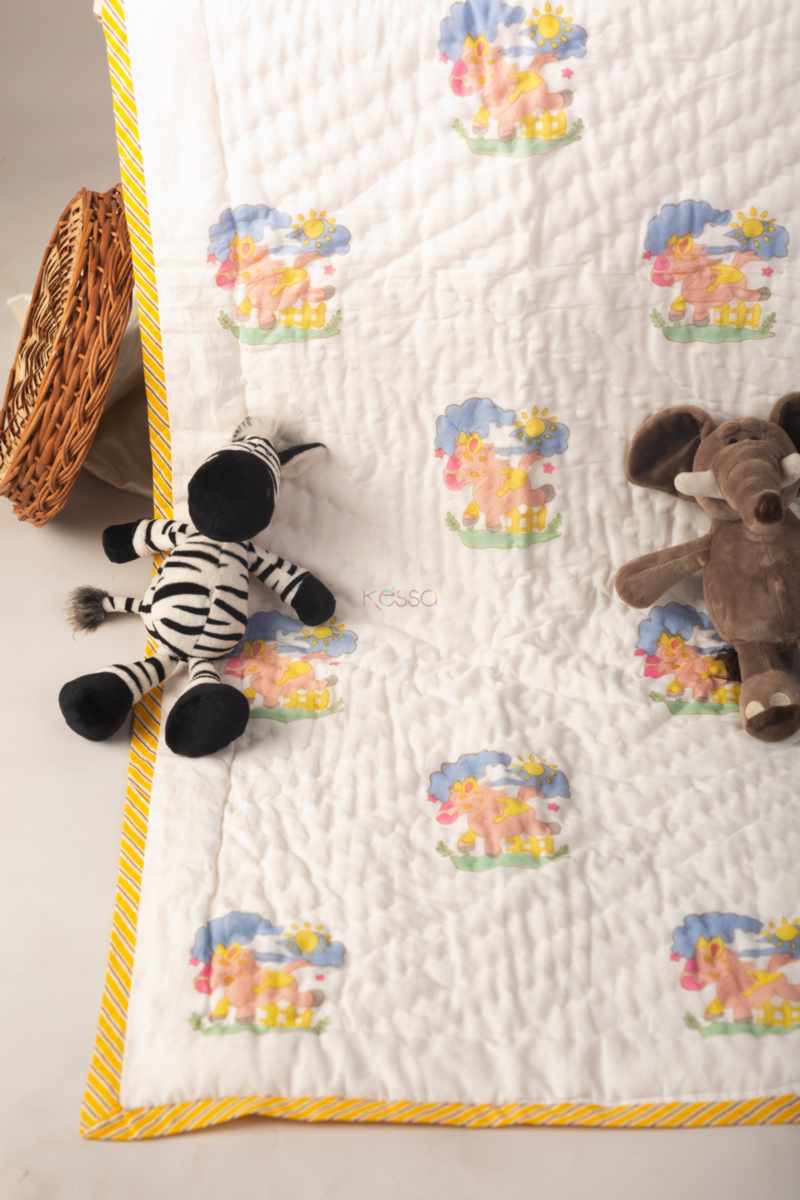 Image for Kaq231 Kanishka Blockprint Mulmul Baby Quilt Featured
