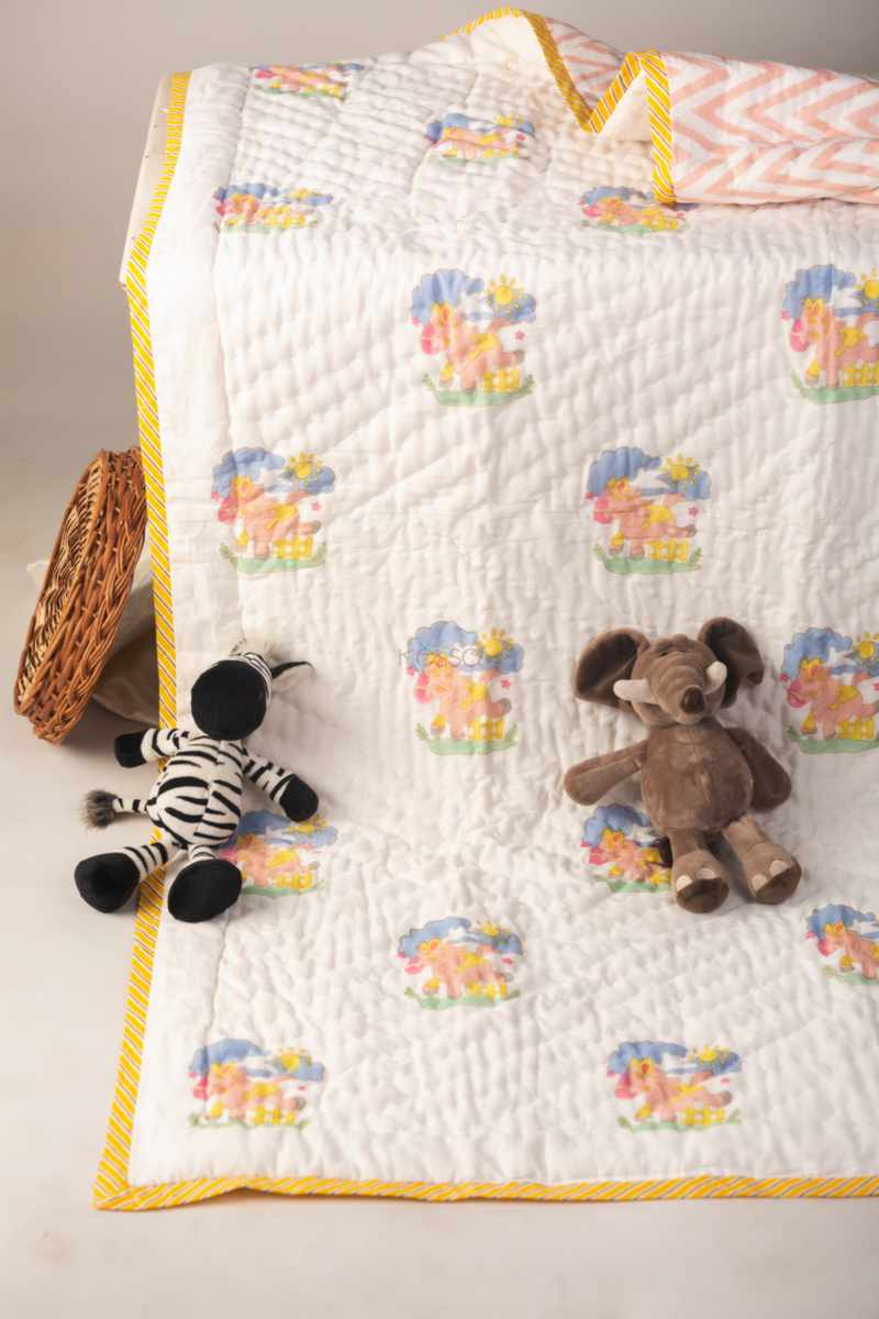 Image for Kaq231 Kanishka Blockprint Mulmul Baby Quilt Front