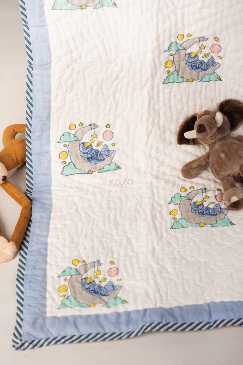 Image for Kaq233 Gautami Blockprint Mulmul Baby Quilt Front