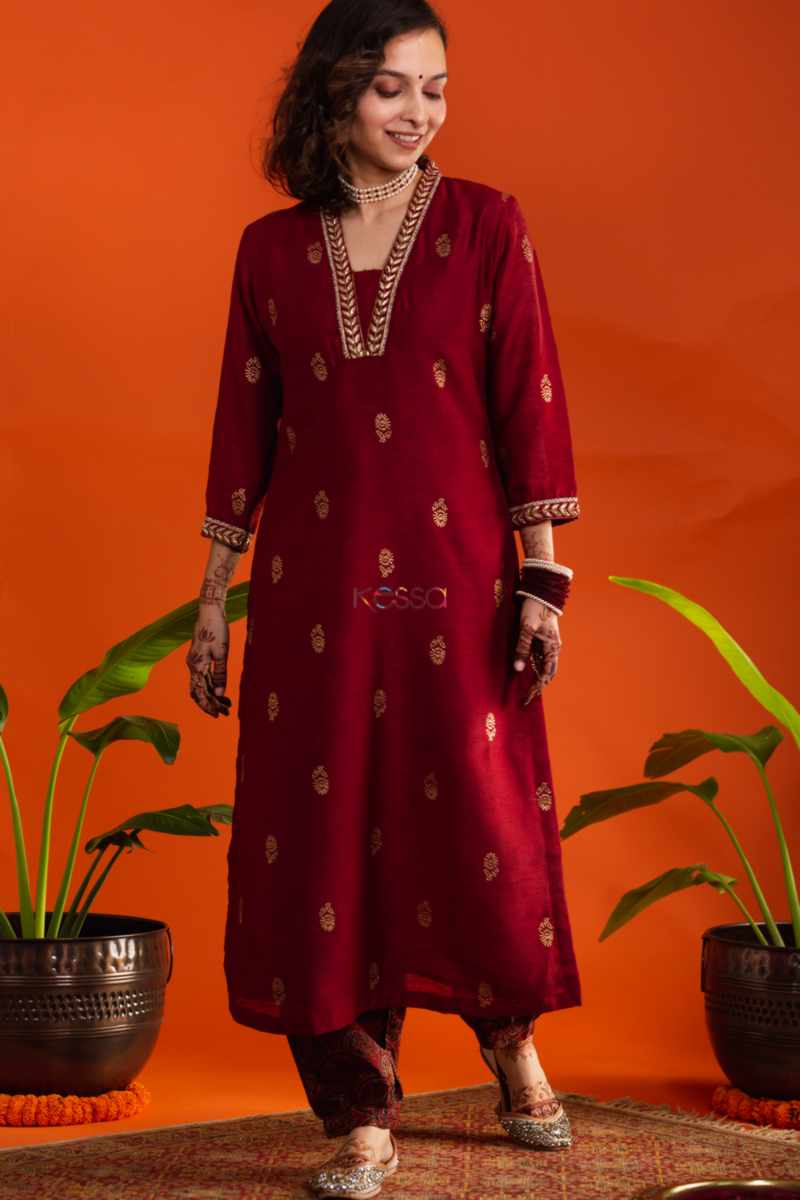 Image for Kusvaa Avdaf192 Akshaya Chanderi Kurta With Cotton Salwar Featured