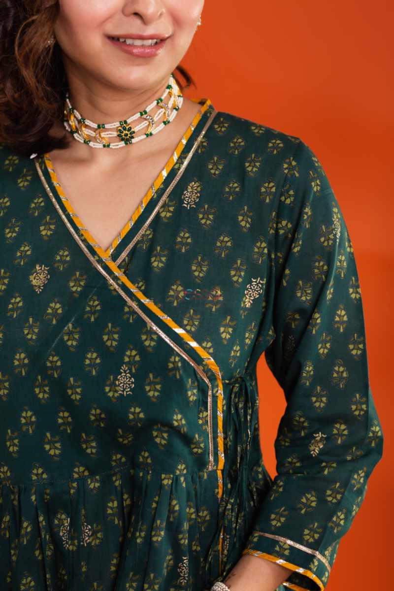 Image for Kusvaa Avdaf196 Abhaya Angrakha Kurti With Dhoti Salwar Closeup