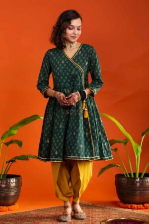 Image for Kusvaa Avdaf196 Abhaya Angrakha Kurti With Dhoti Salwar Front