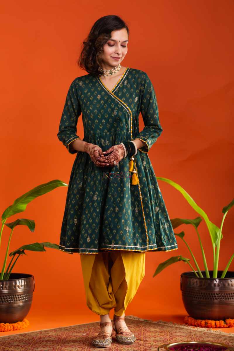 Image for Kusvaa Avdaf196 Abhaya Angrakha Kurti With Dhoti Salwar Front