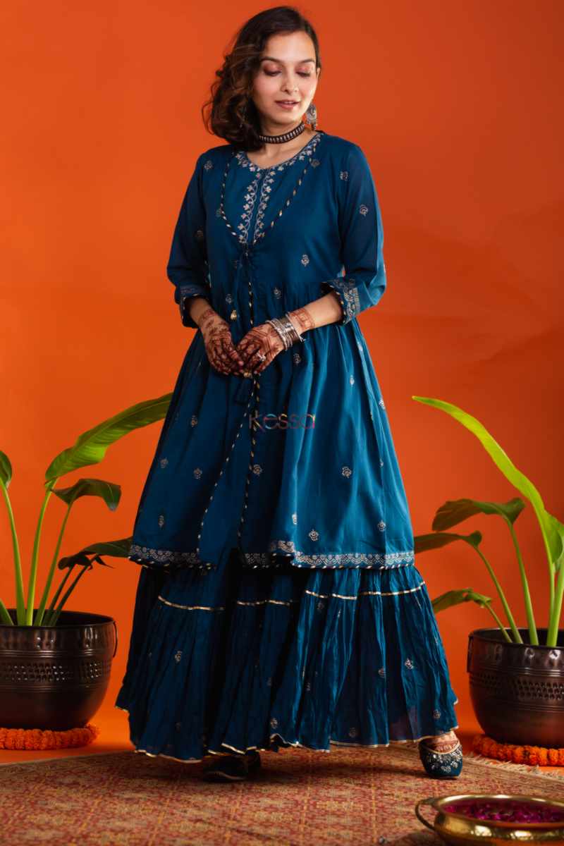 Image for Kusvaa Avdaf198 Baruni Cotton Jacket Kurta With Sharara Featured