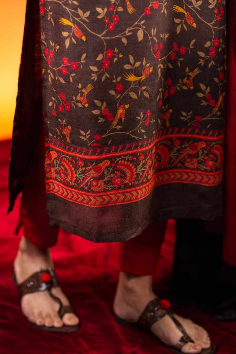 Image for Kusvaa Kuoj181 Saleena Pashmina Kurta Dupatta Set Closeup 2