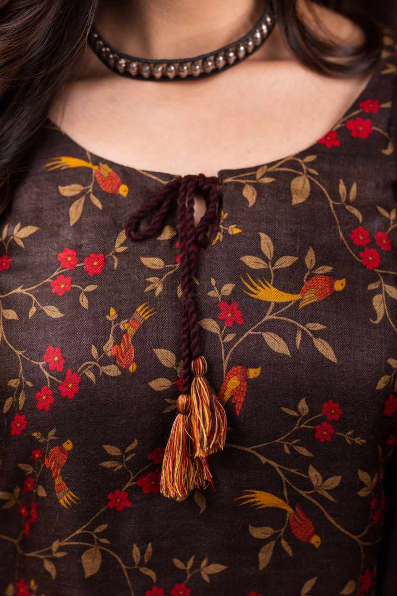 Image for Kusvaa Kuoj181 Saleena Pashmina Kurta Dupatta Set Closeup