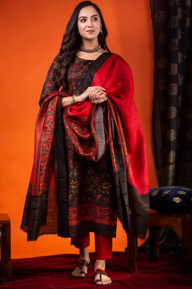 Image for Kusvaa Kuoj181 Saleena Pashmina Kurta Dupatta Set Featured