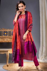 Image for Kusvaa Kuoj182 Sarayi Pashmina Kurta Dupatta Set Featured