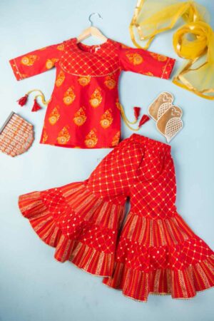 Image for Kusvaa Mbe33 Prisha Cotton Sharara Top Set With Dupatta Featured