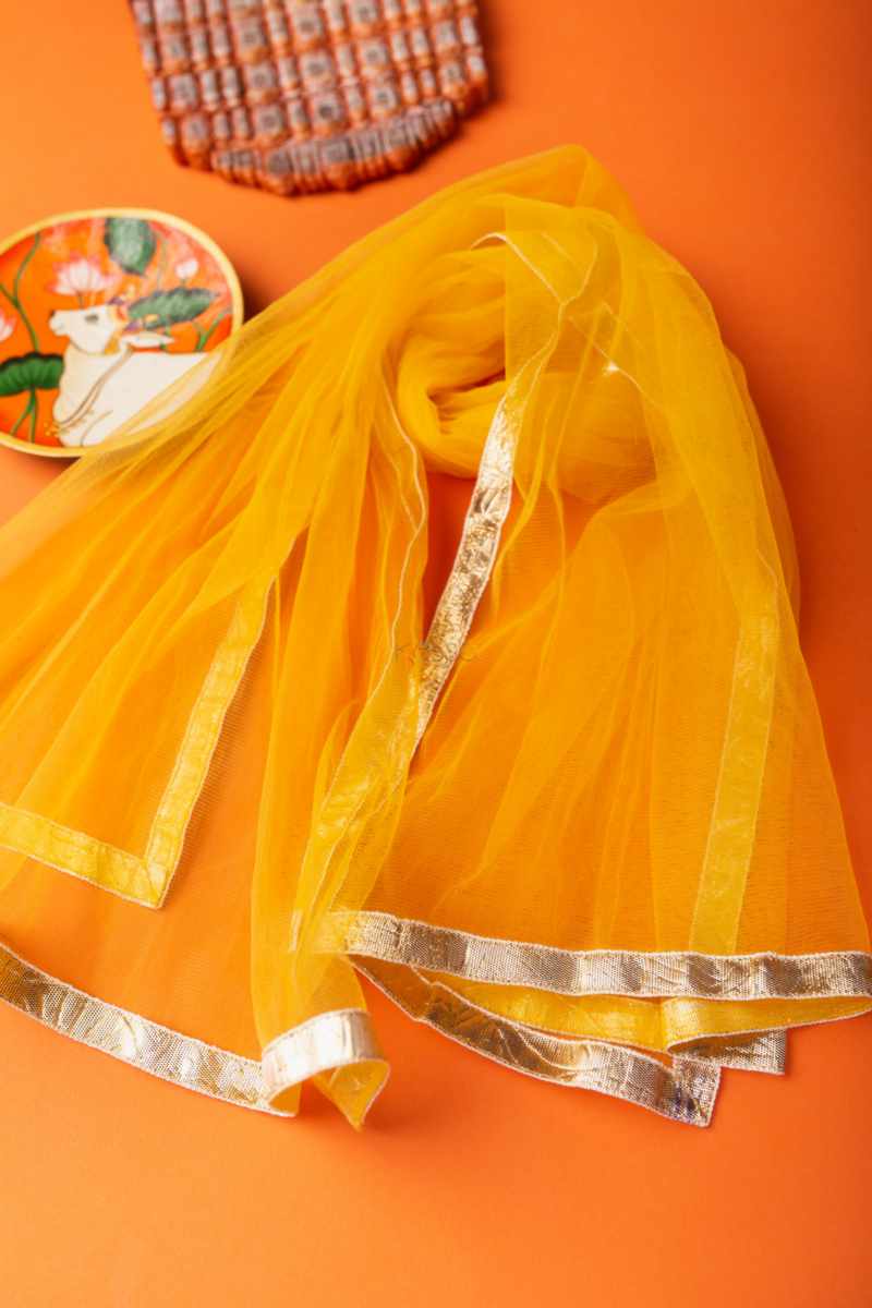 Image for Kusvaa Mbe34 Akriti Girl Cotton Skirt With Top And Dupatta Set Closeup 2