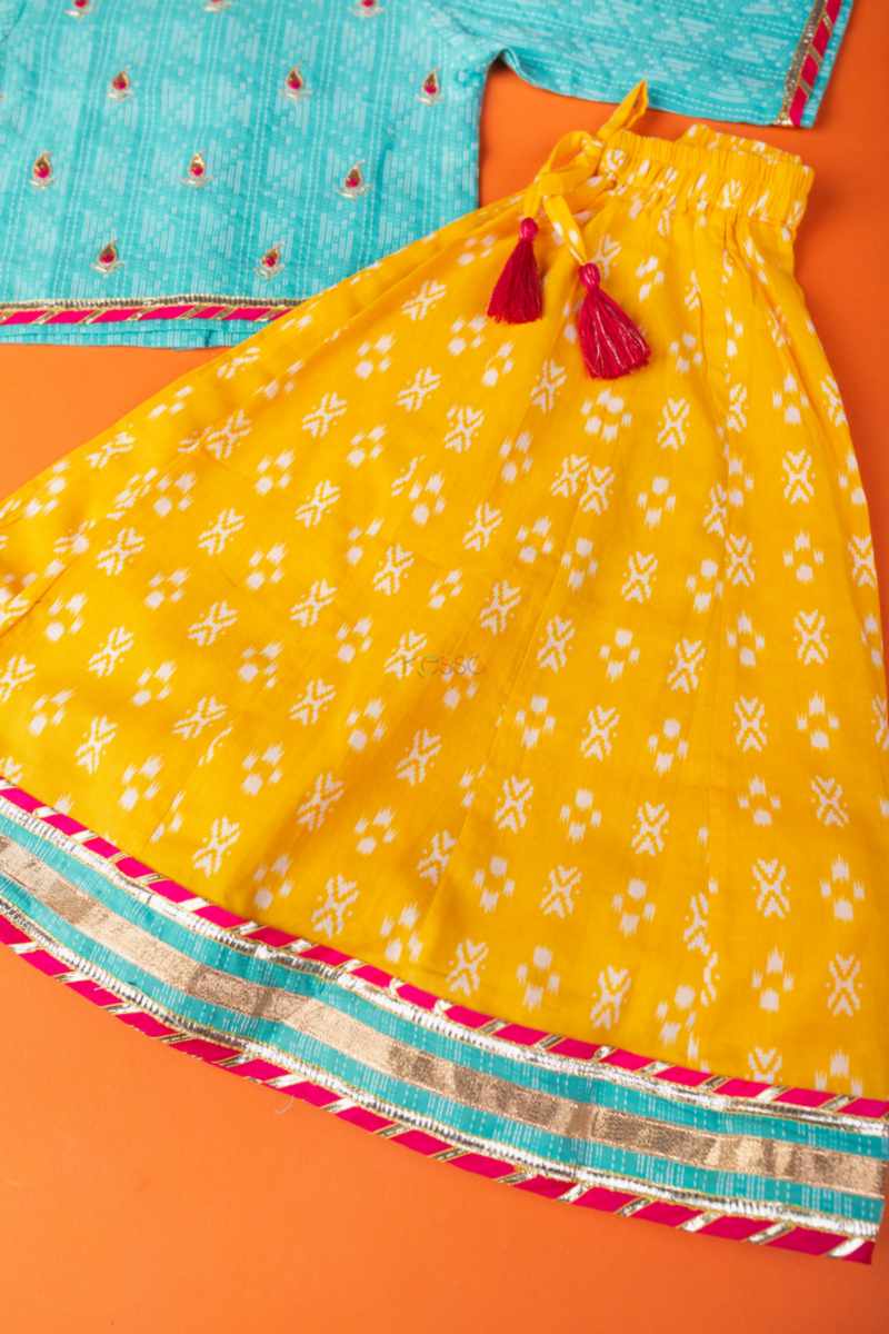 Image for Kusvaa Mbe34 Akriti Girl Cotton Skirt With Top And Dupatta Set Side