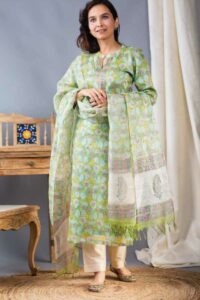 Image for Kusvaa Nekurta04 Svara Tussar Kurta Dupatta Pant Set Featured