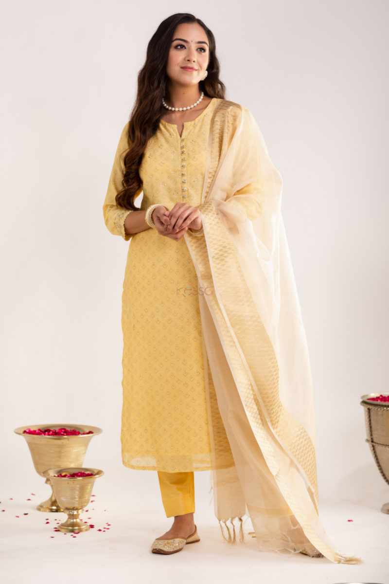 Image for Kusvaa Vcr150 Adita Maheshwari Silk Straight Kurta Side