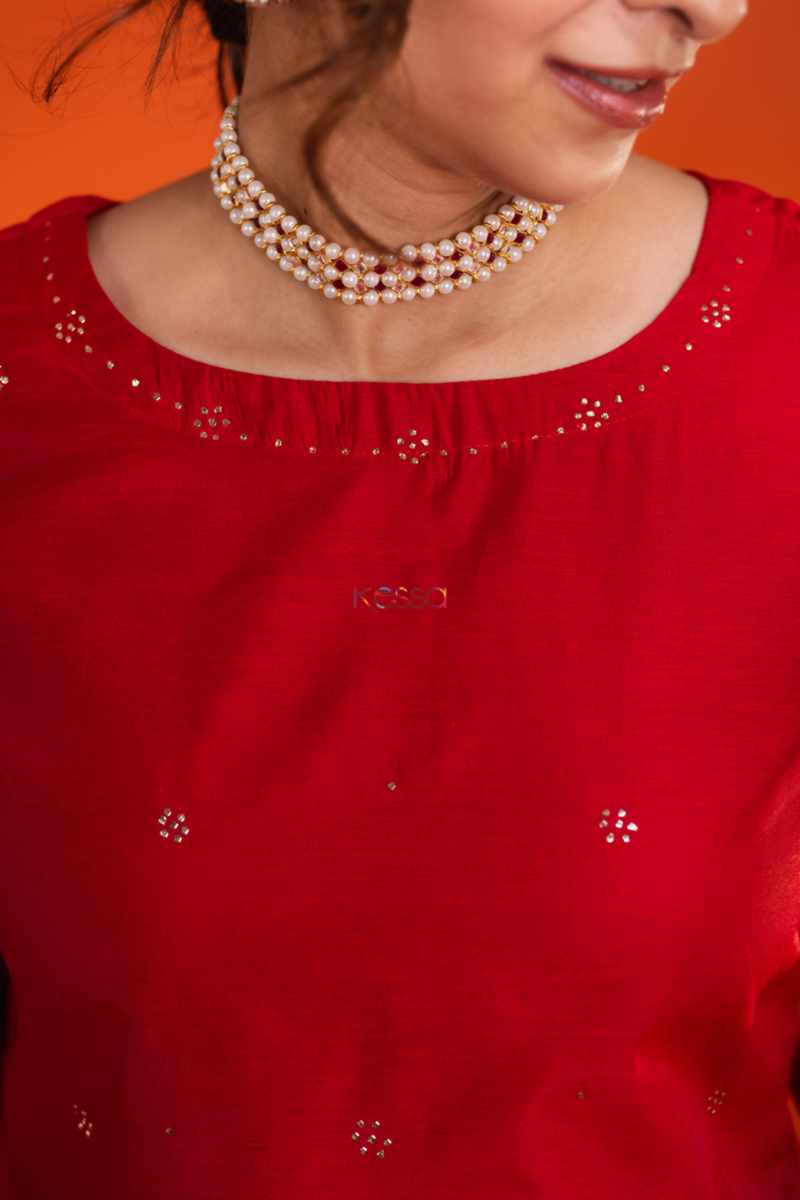 Image for Kusvaa Vcr153 Kimisha Chanderi Straight Kurta Closeup