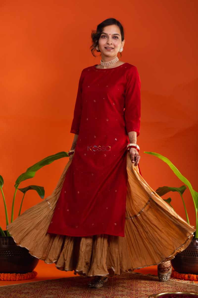 Image for Kusvaa Vcr153 Kimisha Chanderi Straight Kurta Side