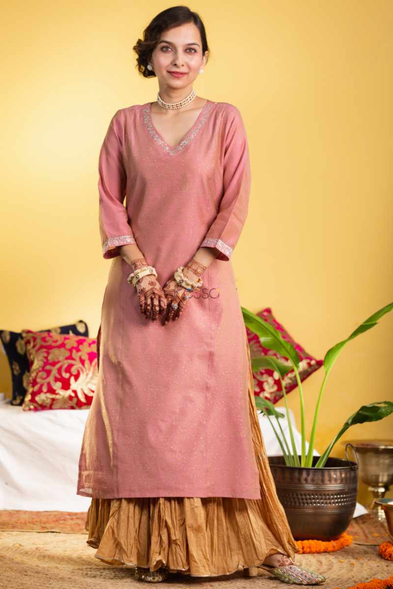 Image for Kusvaa Vcr159 Minisha Chanderi A Line Kurta Featured