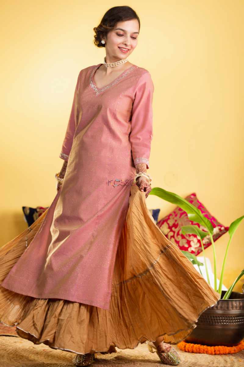 Image for Kusvaa Vcr159 Minisha Chanderi A Line Kurta Side