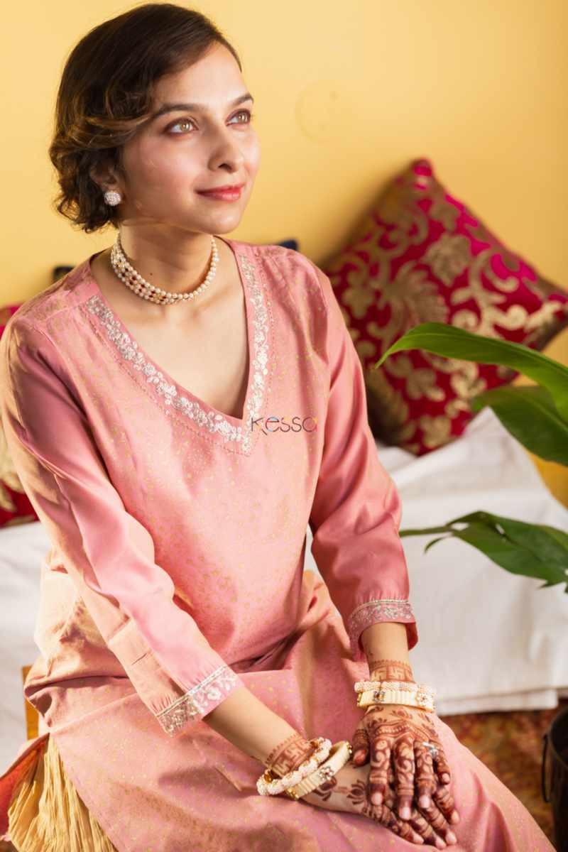 Image for Kusvaa Vcr159 Minisha Chanderi A Line Kurta Sitting