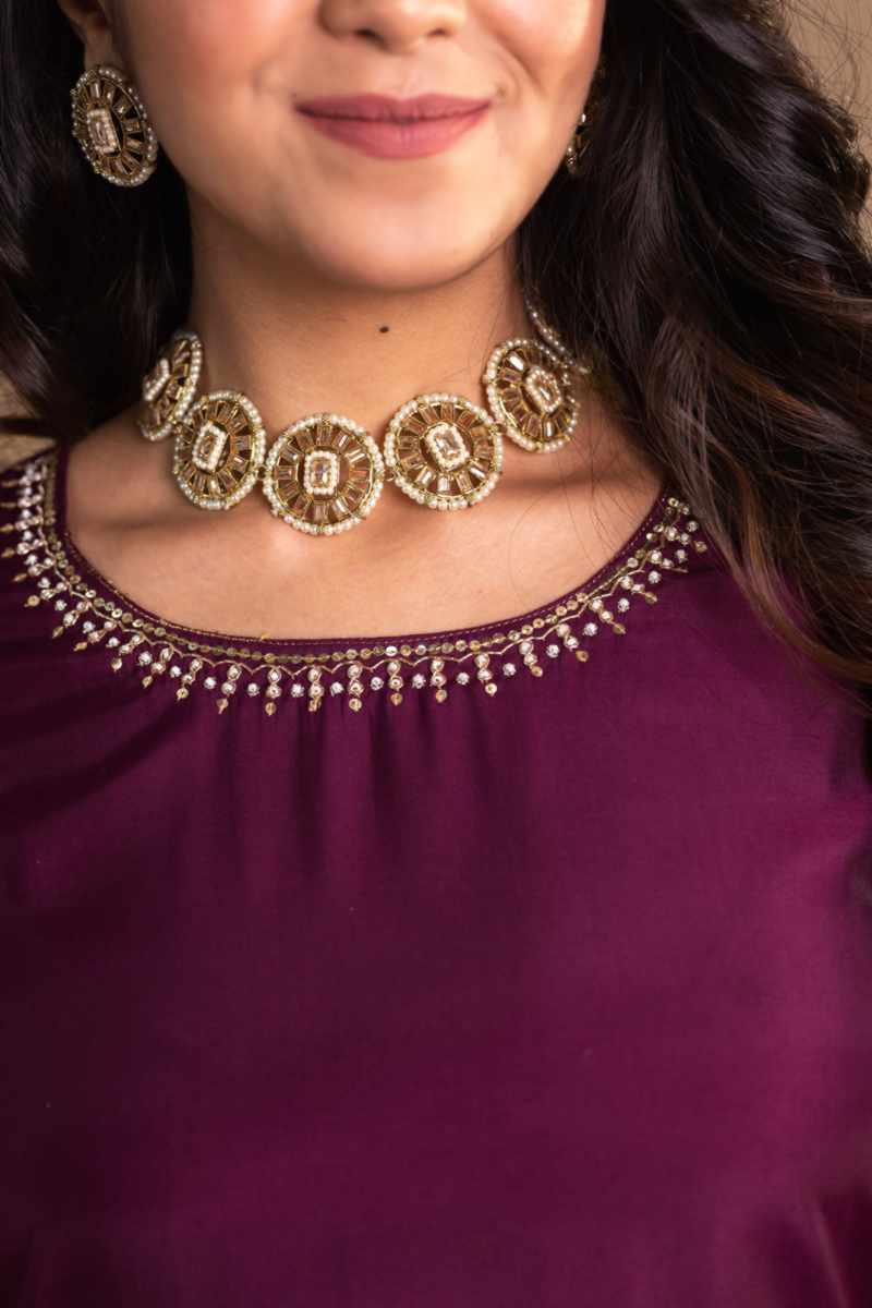Image for Kusvaa Vcr160 Daruka Chanderi Straight Kurta Closeup