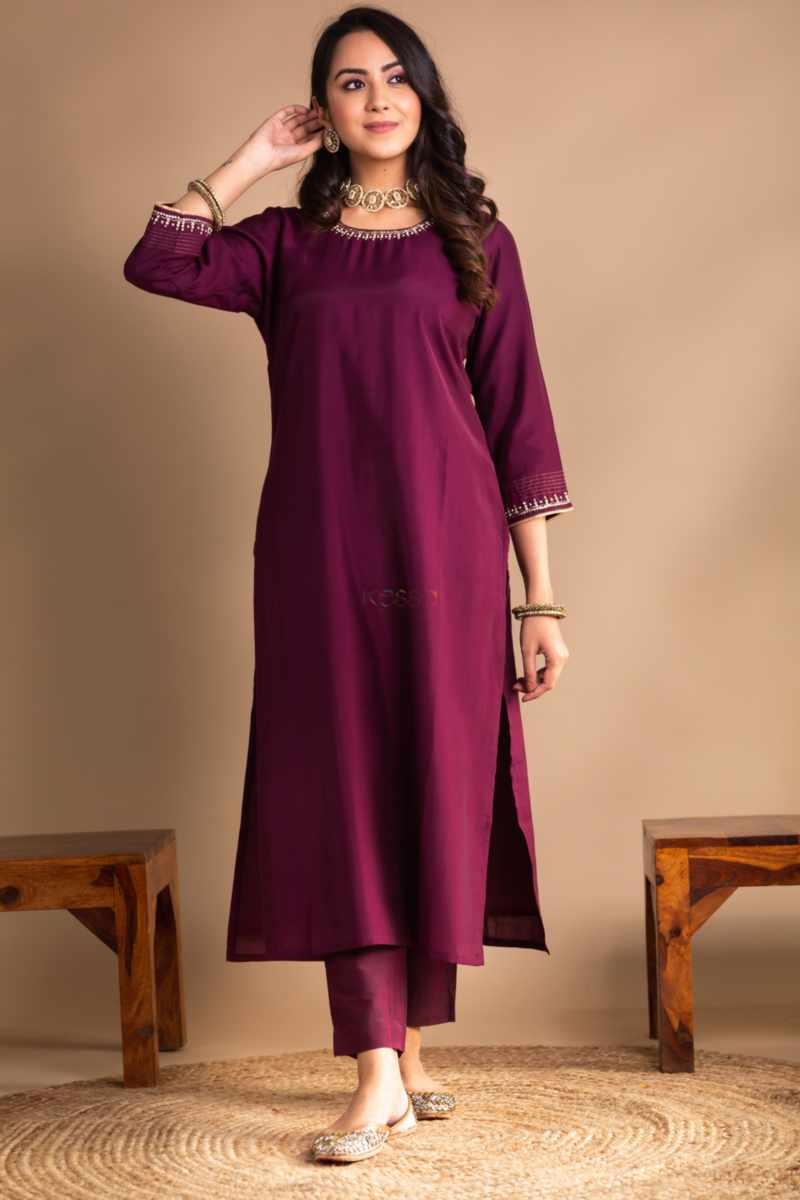 Image for Kusvaa Vcr160 Daruka Chanderi Straight Kurta Featured