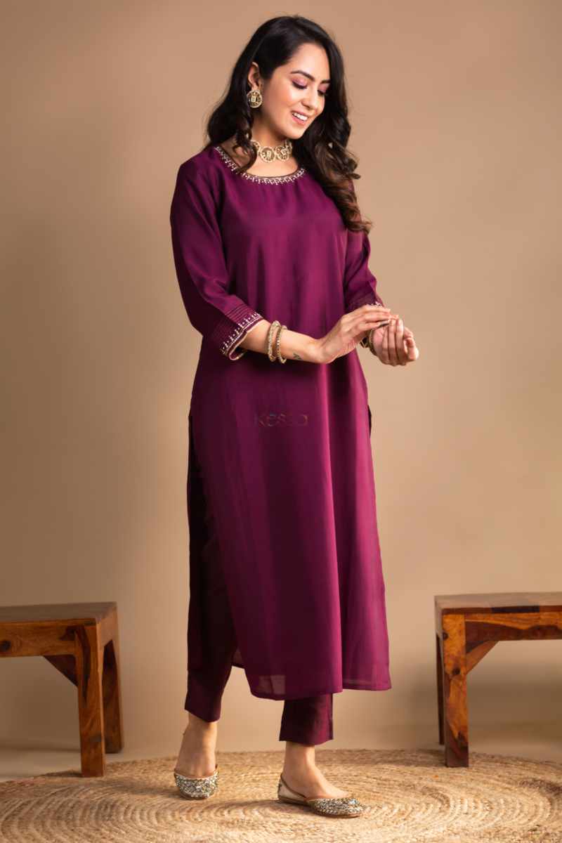 Image for Kusvaa Vcr160 Daruka Chanderi Straight Kurta Side