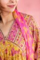 Image for Kusvaa Wsr346 Aakriti Block Print Kurta With Chiffon Dupatta Closeup 2