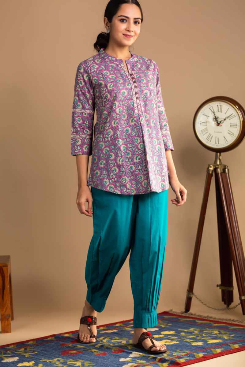 Image for Kusvaa Wsr347 Hanita Block Print Short Kurti Side
