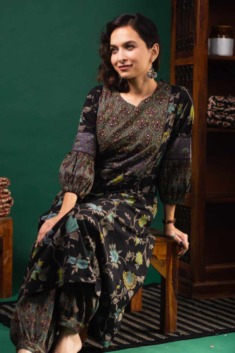 Image for Kusvaa Avdaf201 Jasmira Cotton Kurta Salwar Set Sitting