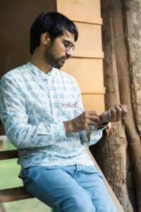 Image for Kusvaa Awk50 Atamveer Block Print Men Shirt Sitting