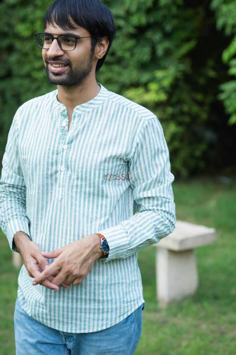 Image for Kusvaa Awk51 Agosh Block Print Men Short Kurta Front