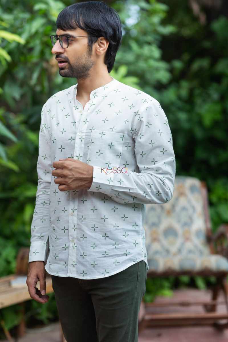 Image for Kusvaa Awk52 Aakash Block Print Men Shirt Side
