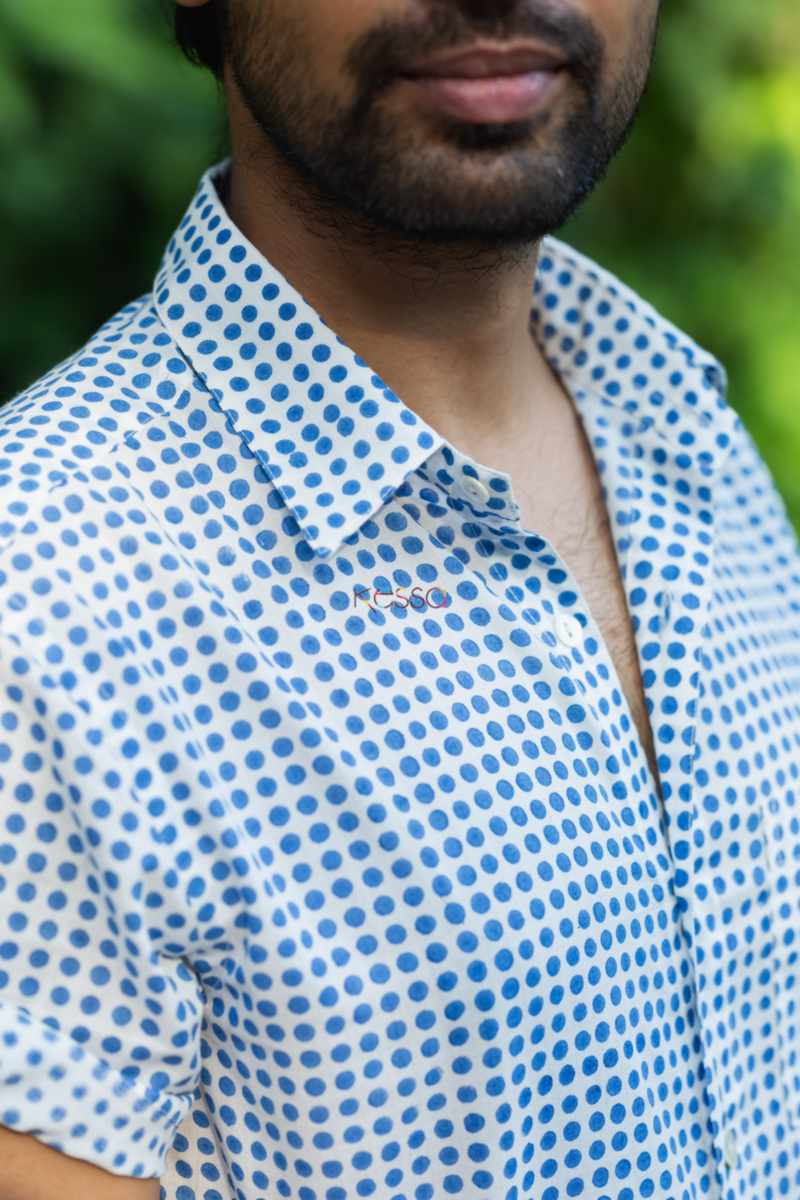 Image for Kusvaa Awk56 Ashok Block Print Men Shirt Closeup