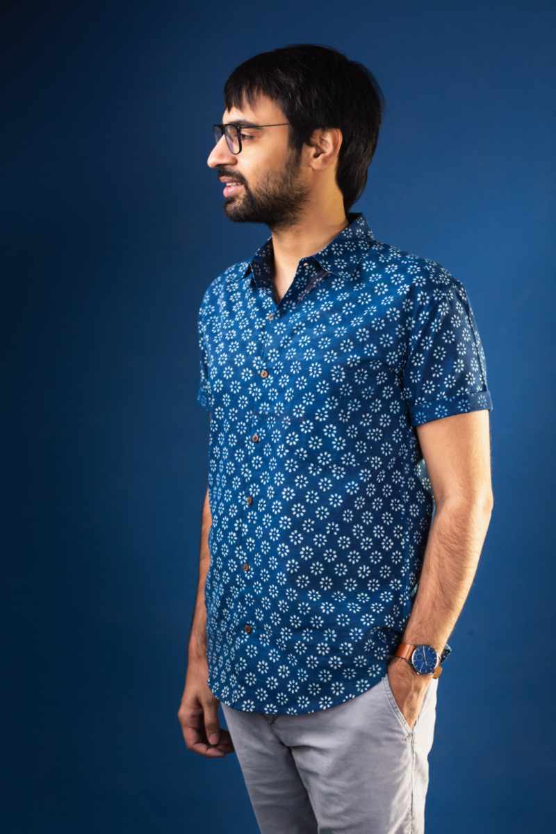 Image for Kusvaa Bpr17 Mridul Block Print Half Sleeves Shirt Front