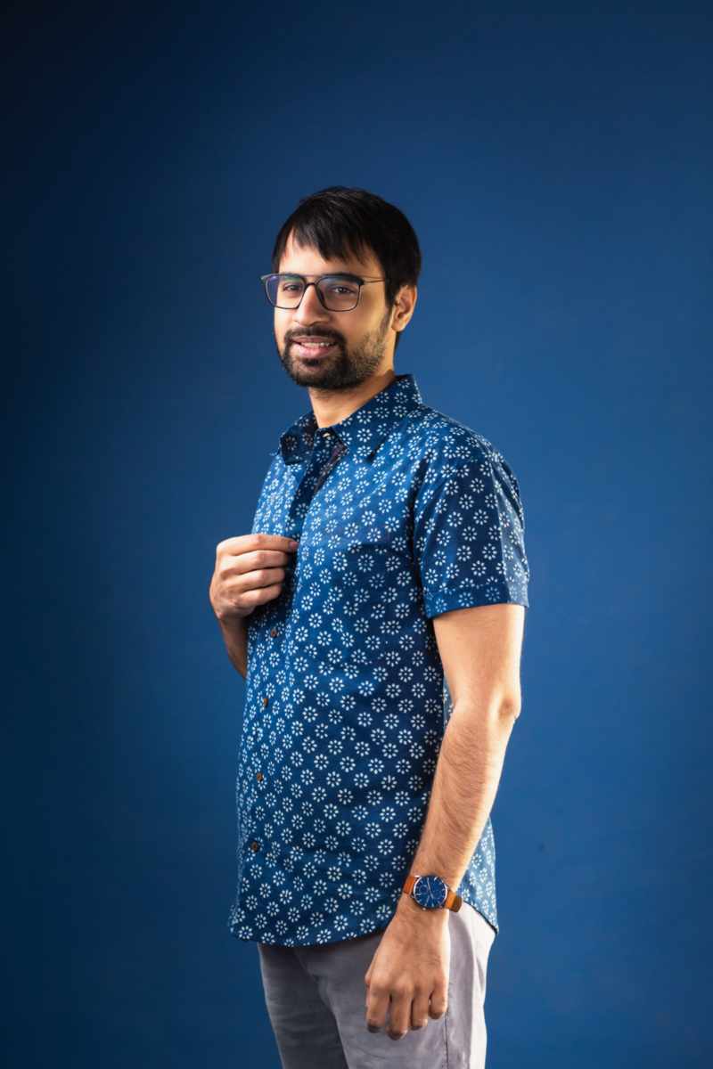 Image for Kusvaa Bpr17 Mridul Block Print Half Sleeves Shirt Side