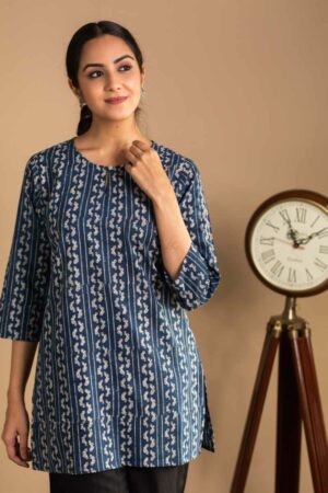 Image for Kusvaa Bpr21 Shyla Indigo Short Kurti Featured