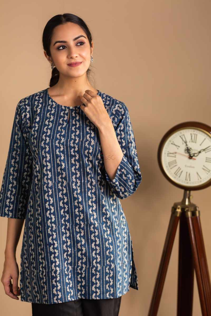 Image for Kusvaa Bpr21 Shyla Indigo Short Kurti Featured