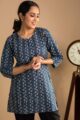 Image for Kusvaa Bpr21 Shyla Indigo Short Kurti Front