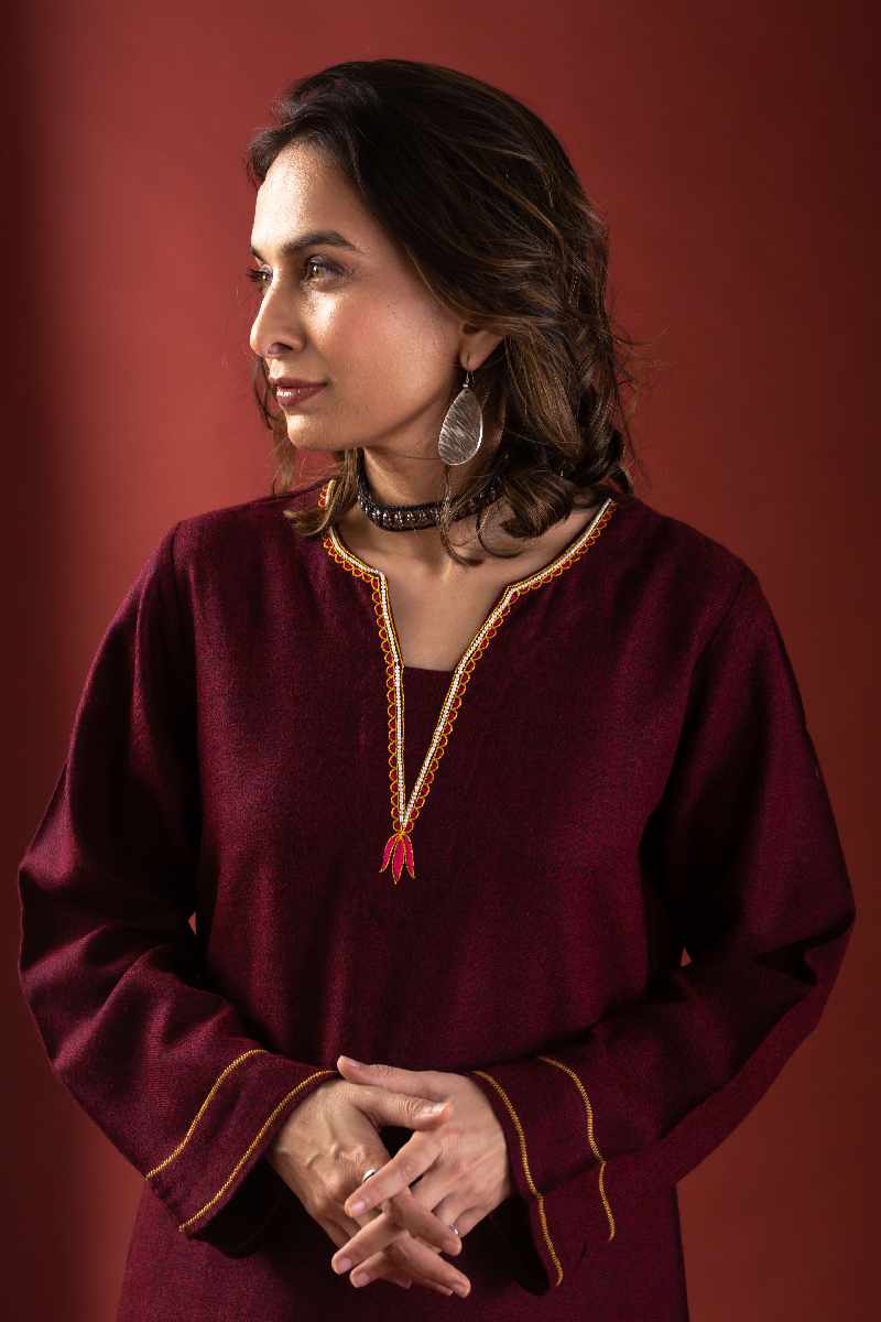 Image for Kusvaa De165 Mya Woolen Short Kurti Featured New
