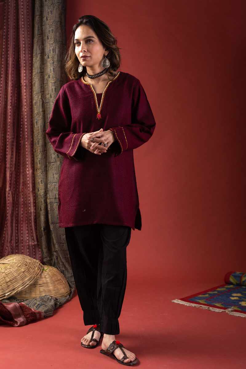 Image for Kusvaa De165 Mya Woolen Short Kurti Pattern New